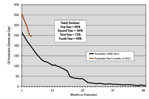 Figure 9. Typical decline rate for Eagle Ford tight oil wells.