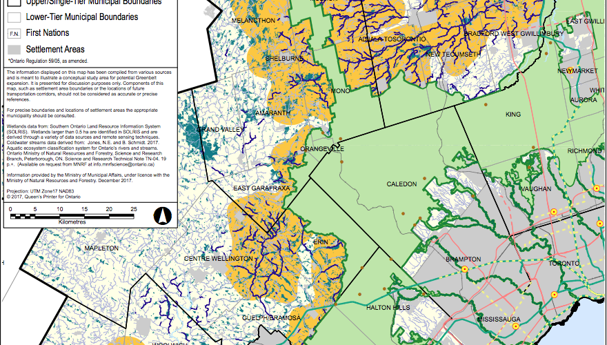 Proposed Greenbelt Expansion Study Area - Streams and Water Map